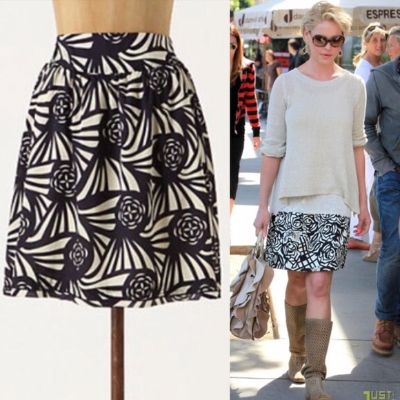 Anthropologie Nouveau Rose Skirt: Navy & Cream - Picture 2 of 6